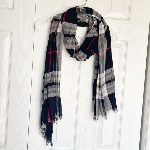 Women Scarf Shawl Rayon Plaid Multicolor 78 x 30 - Picture 2 of 11